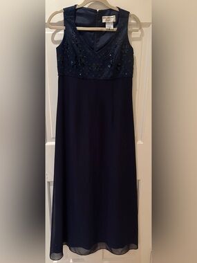 Adrianna Papell Navy Beaded Evening Dress